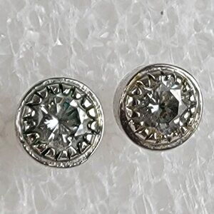 IBB Clear Cubic Zirconia Sterling Silver 925 Stud Earrings Pierced Post